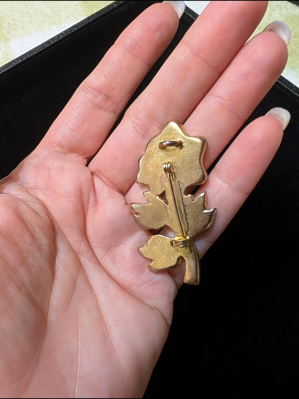 Rose Enamel Pin - Pink & Green Flower Brooch Vintage Style